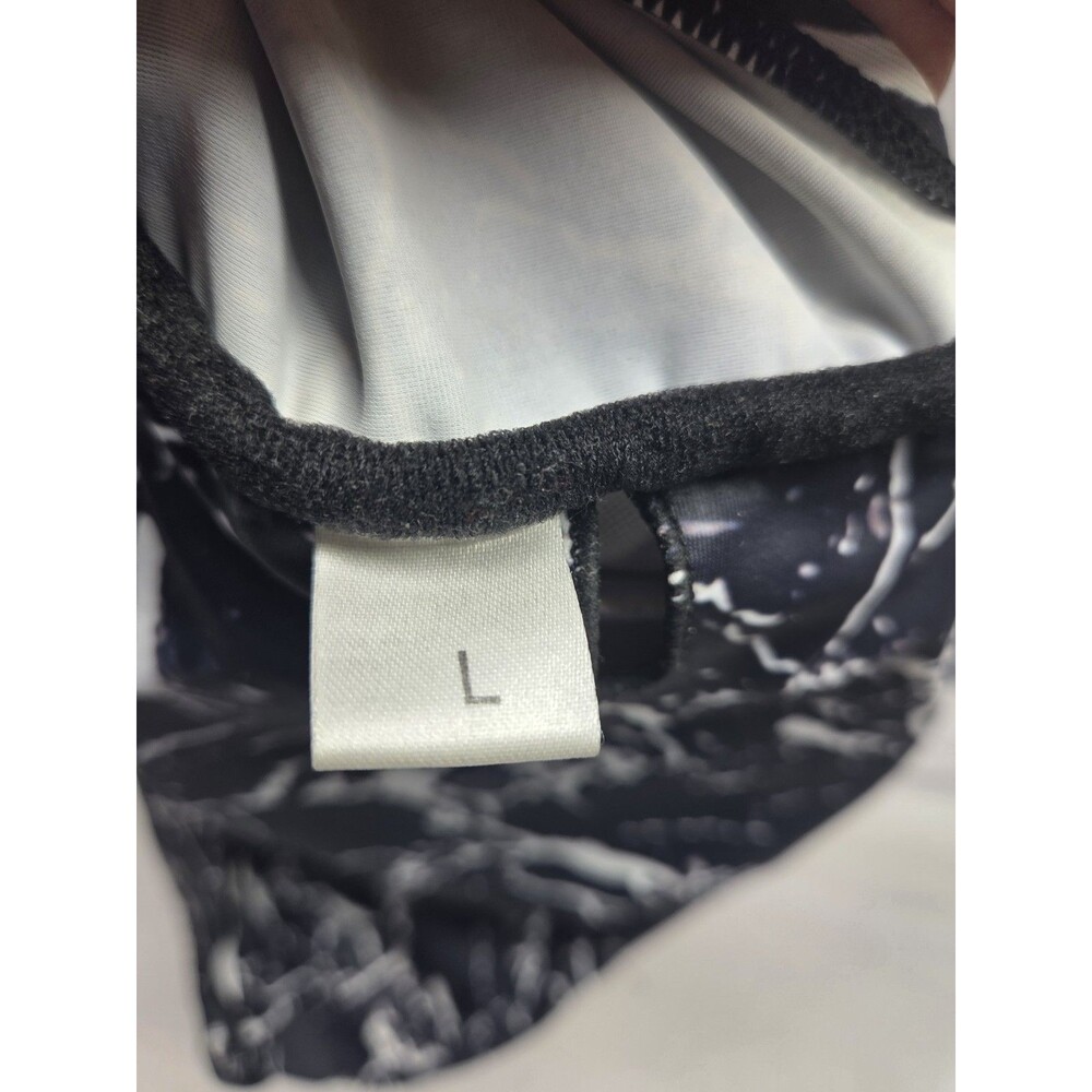 Black and white marble print strapless bandeau bikini top Large - Picture 3 of 7
